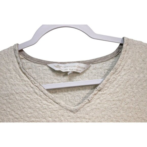 100% Linen Sweater Small Medium Oversized Relaxed Lagenlook Beach Boho Woven - Picture 8 of 14